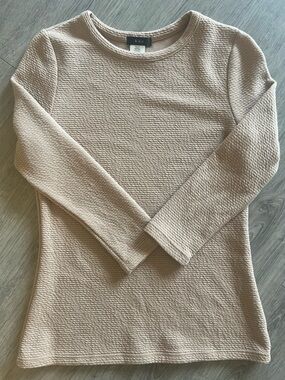 K&C Tan Waffle Knit Three Quarter Sleeve Crew Neck Top Medium